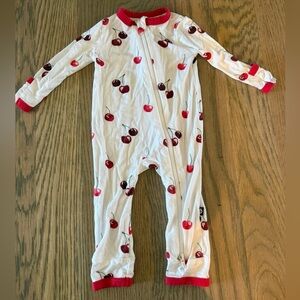 Kyte Baby Cherry Print zippered romper